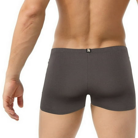 

Qcmgmg Mens Moisture-Wicking Boxer Briefs Button Solid Color Stretch Underwear M