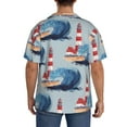 thumbnail image 3 of Kdxio Men's Hawaiian Shirt for Men Short Sleeve Shirt Beacon In The Huge Waves Of The Surf Summer Casual Holiday Beach Button Down T-Shirts, 3 of 5