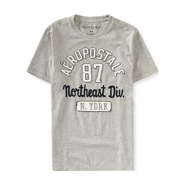 Camiseta adornada Aeropostale Hombres NY Northeast Div gris extragrande