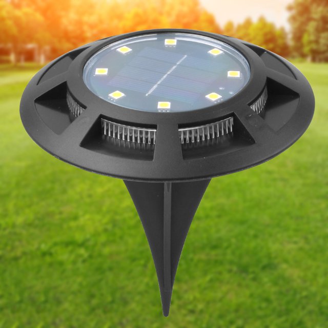 4 piezas de luz de tierra impermeable LED al aire libre lámpara solar para patio (luz cálida)