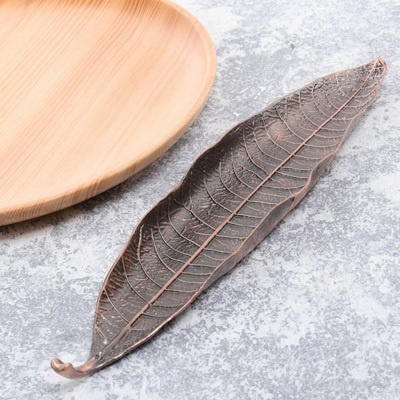 FUEENIRVA 1Set Fragrance Holder Tray Aluminium Alloy Incense Stick Holder Red Bronze Elegant Leaf Design Home Ornamental