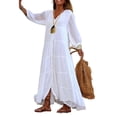 thumbnail image 1 of Robe Maxi Ample en Coton et Lin pour Femmes, Robe Décontractée à Manches Longues, 1 of 3