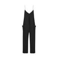thumbnail image 4 of hotojiny Womens Jumpsuits V Neck Sleeveless Casual Overalls Spaghetti Straps Loose Long Pants Rompers with Pockets, 4 of 6