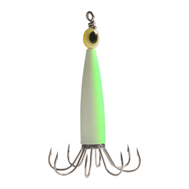 Calamar Jig Pesca Señuelo Gancho Pulpo Cebo Duro Artificial (Verde Luminoso 8 Garra)