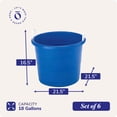 thumbnail image 4 of HOMZ Rope-Handle 18-Gallon Open Storage Tubs, Plastic Buckets, Blue, 6 Pack, 4 of 10