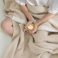 thumbnail image 5 of Chenille Waffle Knit Throw Blanket Reversible Bedding Blanket, 60"x80", Beige, 5 of 8