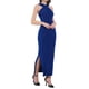 thumbnail image 4 of Vestido sin mangas de cuello halter para mujer Hobemty, con abertura en el dobladillo, vestido de cóctel ajustado maxi en azul marino, 4 of 5