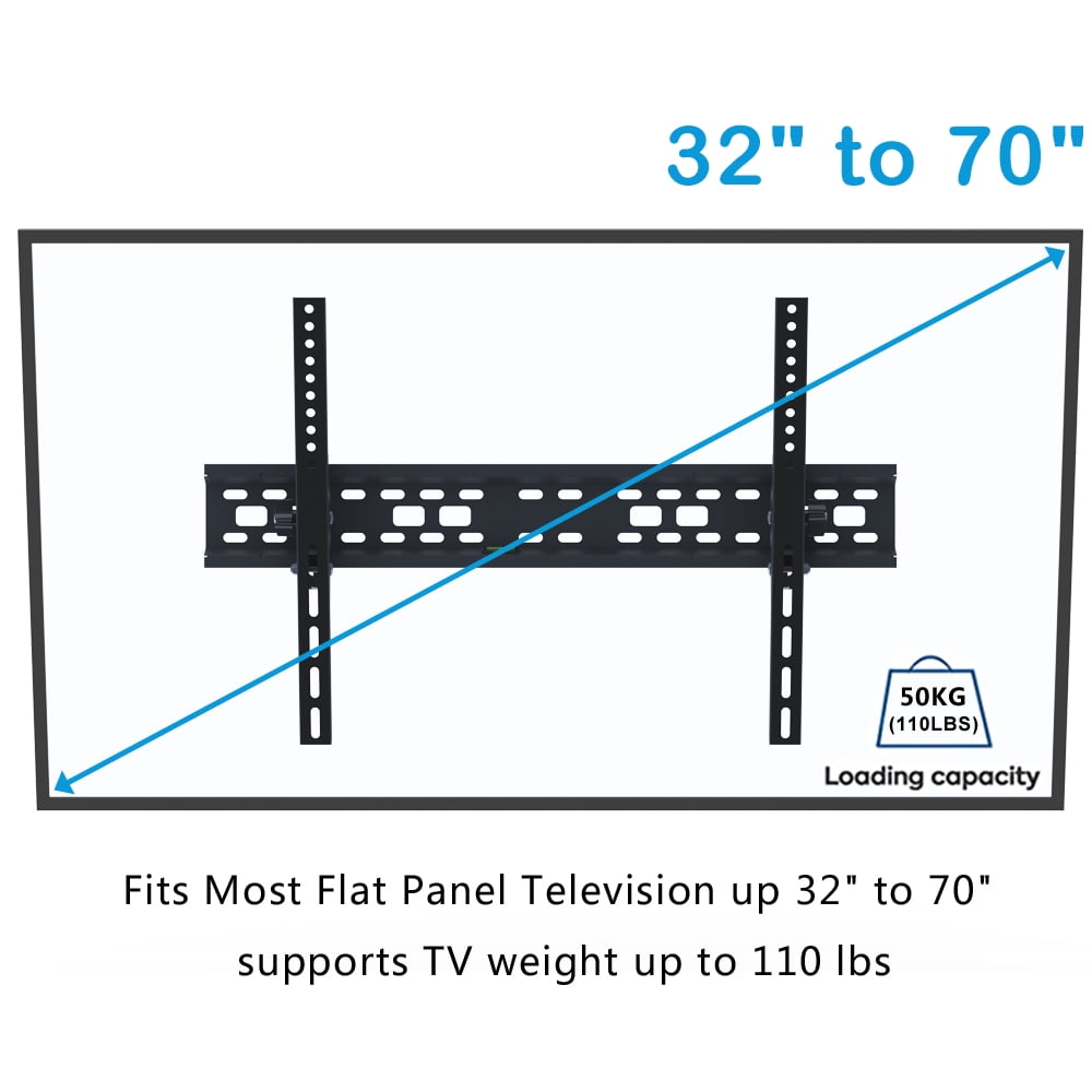 32-70 Inch TV Wall Mount Bracket VESA 600x400 Tilt -5 °   to 20 °   110 Lb Capacity Cold Rolled Steel Spirit Level Included Flat Panel LED LCD Screen Living Room Bedroom Heavy Duty Stable
