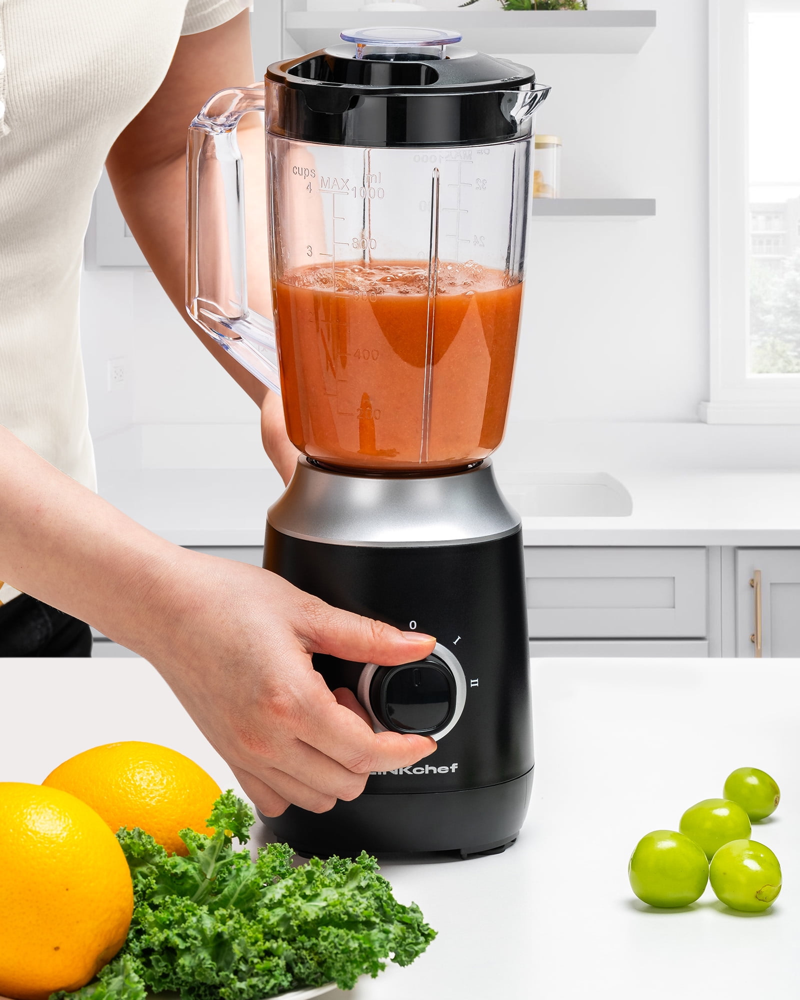 LINKChef Multi Function Blender for Smoothies, 35oz. Jar, Personal Blender Travel Cup, Coffee Grinder (Black)