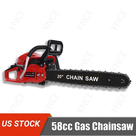 YNCE 20Inch Top Handle Gas Chainsaw 58cc 2-Stroke Petrol Handheld Cordless Chain Saw Portable Chain Saws with Quick Start for Professional Tree Wood Cutting, Sack Sawing, Green Pruning
