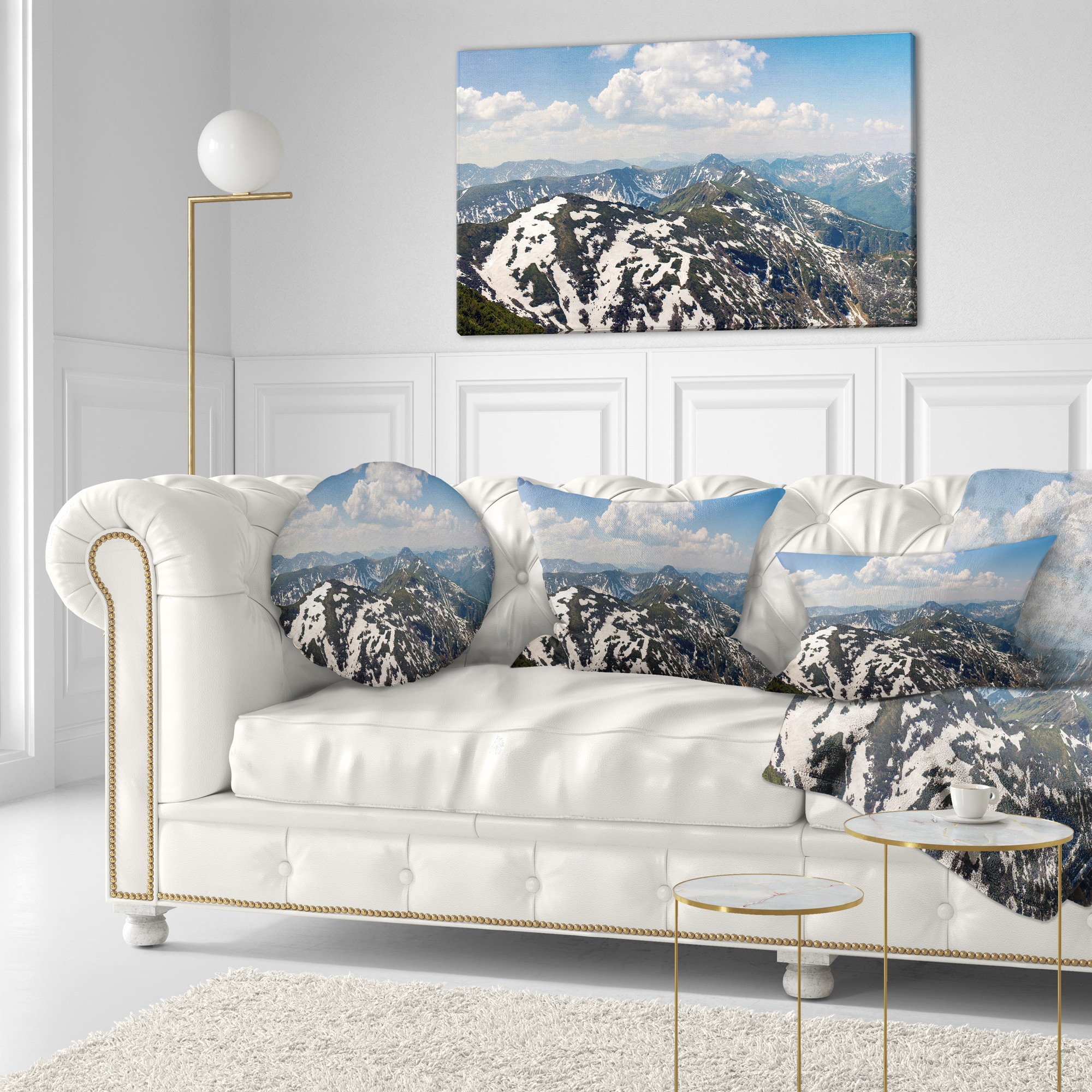 Designart Green Mountains in Spring Panorama - Landscape Printed Throw Pillow - 12x20