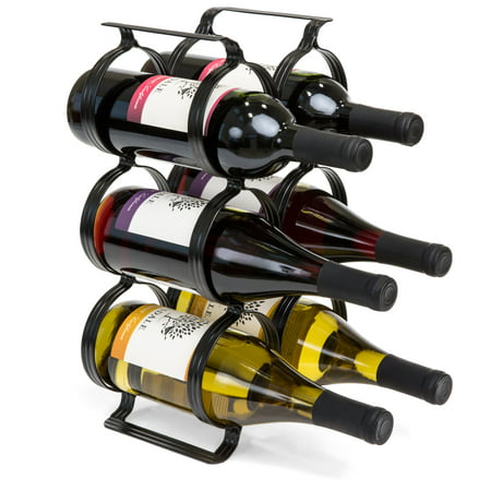 Best Choice Products 6-Bottle Steel Countertop Wine Rack Storage with Built-In Handles,
