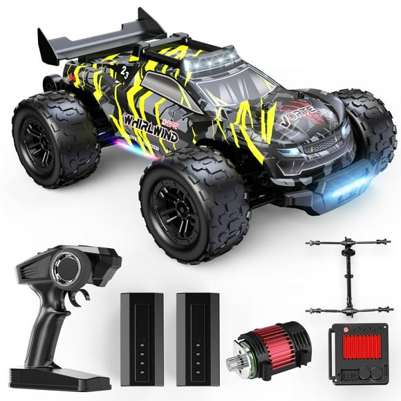 Coche RC DEERC 1:14 sin escobillas, 43 MPH, 4WD, todoterreno con luz LED