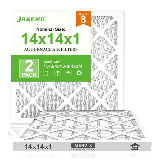 JASENG 14x14x1 MERV 8 filtros de aire HVAC, paquete de 2