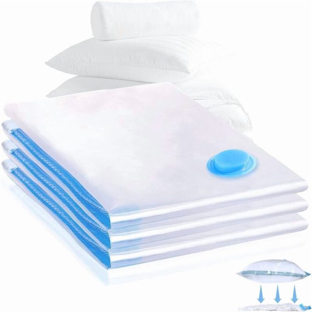 Sacs de Rangement sous Vide, Lot de 3 (60 x 80 cm) Sacs sous Vide pour Vêtements, Housse de Rangement sous Vide Réutilisable pour Vêtements, Literie, Serviette, Rangement de Couette