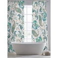 thumbnail image 6 of Sheer Curtains 84 Inches Long, Teal Paisley Floral Light Filtering Window Curtains for Living Room/Bedroom, Boho Ethnic Tribe Traditional Rod Pocket Voile Sheer Curtain Drapes, 52"W x 84"L, 2 Panels, 6 of 8