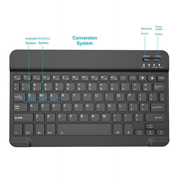 Teclado Bluetooth Teclado Portátil para Tablet PC Accesorios para Juegos de Tableta Negro