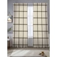 thumbnail image 2 of Linen Buffalo Check Sheer Curtains 84 Inch Length 2 Panels Set Window Treatments, Retro Black Lines Grid Pattern Rod Pocket Semi Curtains for Living Room/Bedroom/Kitchen Décor, 104"W x 84"L, 2 of 7