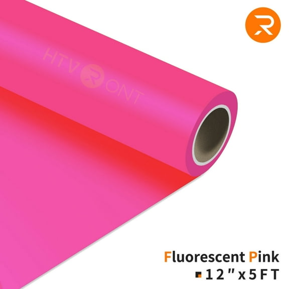 HTVRONT 12" x 5ft Heat Transfer Vinyl Roll, Fluorescent Pink Craft Vinyl
