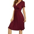 thumbnail image 3 of Women's Summer Sundress Casual Short Sleeve V-Neck Short Party Dress with Pockets, 3 of 5