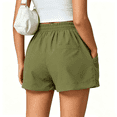 thumbnail image 4 of WULMLEO Casual Drawstring Waist Bubble Shorts for Women - High Waist Loose Fit Shorts with Side Pockets, Breathable Fabric for Everyday & Vacation Army Green XL, 4 of 4
