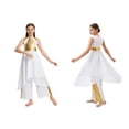 thumbnail image 3 of iiniim Girls Lyrical Praise Dance Tunic with Loose Pants 2 Piece Outfit Metallic Liturgical Worship Dress White 8, 3 of 7