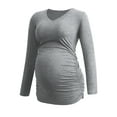 thumbnail image 4 of V Neck Long Sleeve Pregnancy Tops Shirts Maternity Clothes for Women 3-Pack, 4 of 6