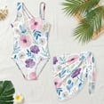 thumbnail image 4 of SEANATIVE One Piece Bathing Suit for Girls Mesh Cover-up Skirt Cutout One Shoulder Beach Swimsuits with Adjustable Strap, Size 17-18 Years Old, Pink Violet Flower White, 4 of 7
