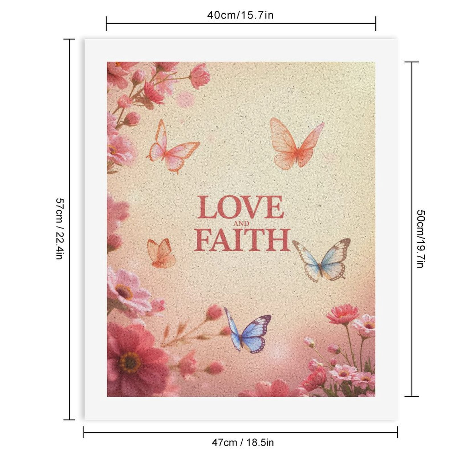 Paint By Numbers Kit for Adults Beginner - DIY Pink Flowers Butterflies Text Art Canvas Painting Kits for Adults, Frameless Paint By Number for Adults for Home Wall Decor 16x20 Inch