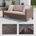 thumbnail image 3 of ACEGOSES 5-Piece Patio Sofa Set Brown Rattan Outdoor Furniture Set Three-Seat Sofa Ottomans Suiting Backyard, Poolside and Patio,Sand, 3 of 7