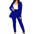 thumbnail image 2 of Odeerbi Shirts Sets for Women Business Attire 2 Piece Outfits 2025 Long Sleeve Coats Tops Solid Long Pants Sets Blue, 2 of 9