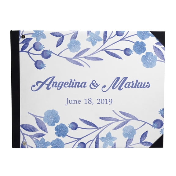 Darling Souvenir White Leaves & Berries Wedding Guestbook Hardbound Cover Printed Anniversary Wedding Guest Registry-7 x 9 Inches