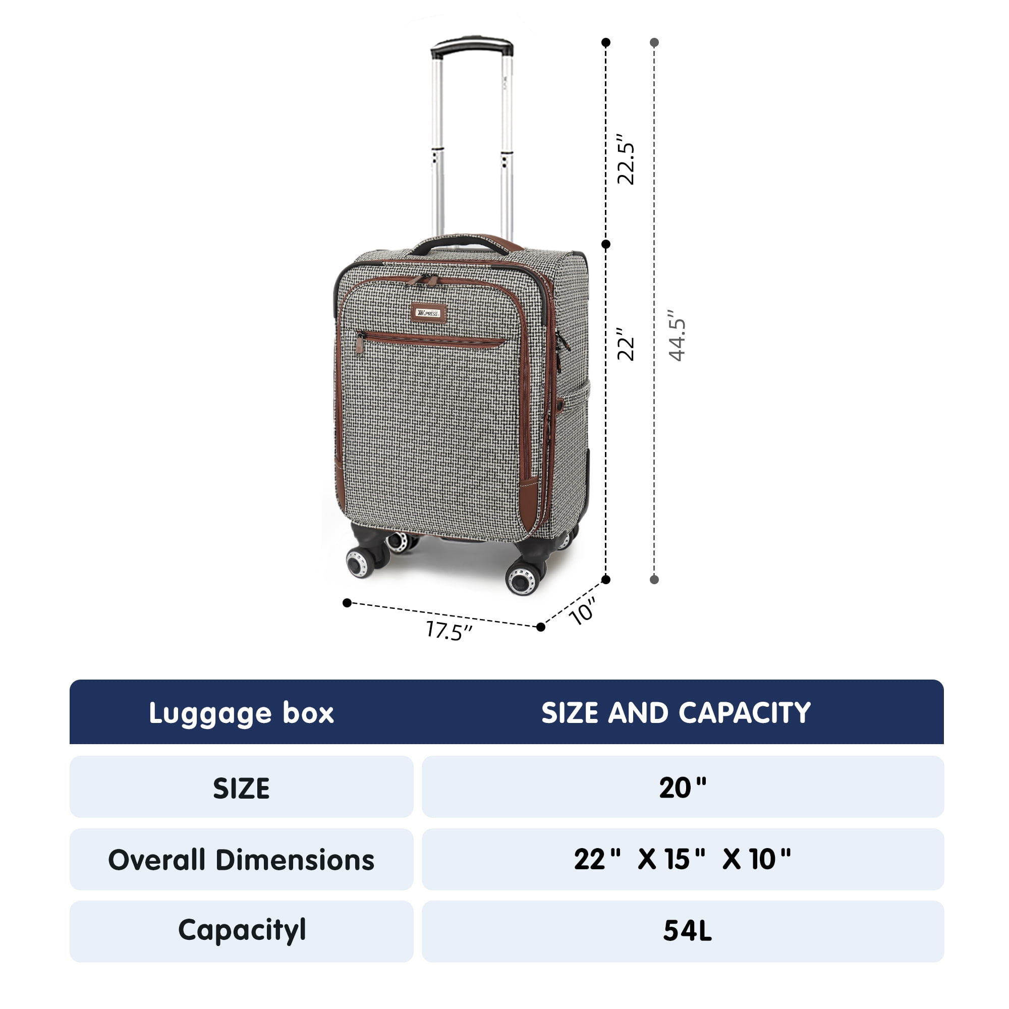 20" Softside Carry On Luggage Airline Approved Lightweight Expandable Soft Shell Suitcase with Spinner Wheels, XJ2511#8