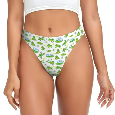 Rateoe Frogs Jumping Pattern Seamless Women Underwear Thongs No Show Ladies Thong No Line Breathable Comfortable Panties Undies for Women-X-Large