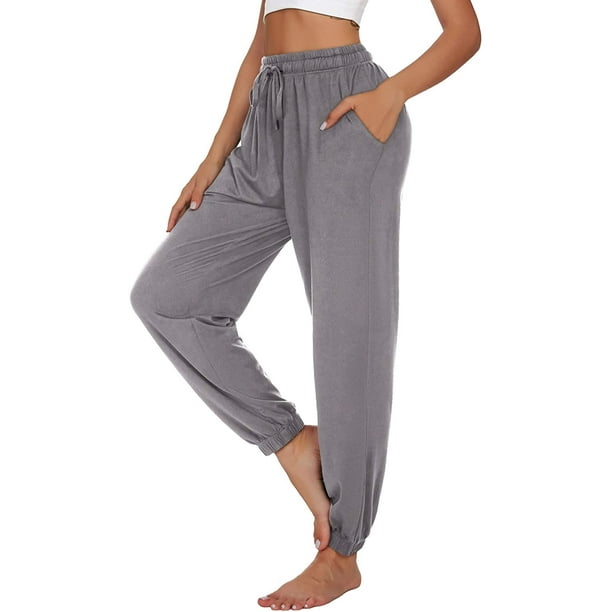 Womens Drawstring Yoga Sweatpants Loose Workout Joggers Pants Comfy Lounge  Pants with Pockets