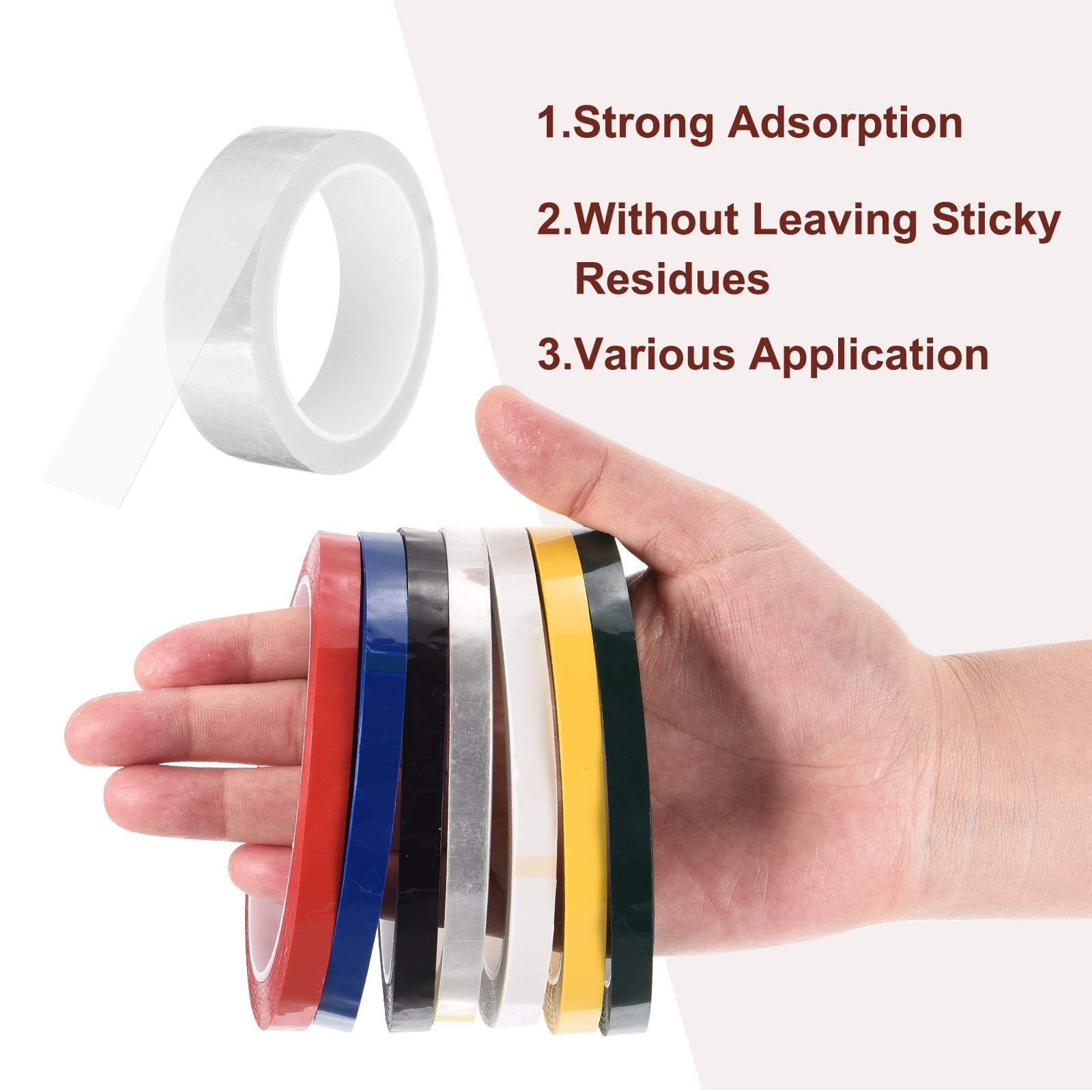 Uxcell 6 Rolls Whiteboard Tape Graphic Chart Tape 30mm 54.7 Yard Art Tape Thin Self-Adhesive Pinstripe Tape Masking Tape, Clear