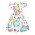 thumbnail image 4 of Grblisyd Dresses for Girls Back to School Pencil School Bus Print Dress Summer Flutter Sleeve A Line Dresses Outfits 7-8T, 4 of 4