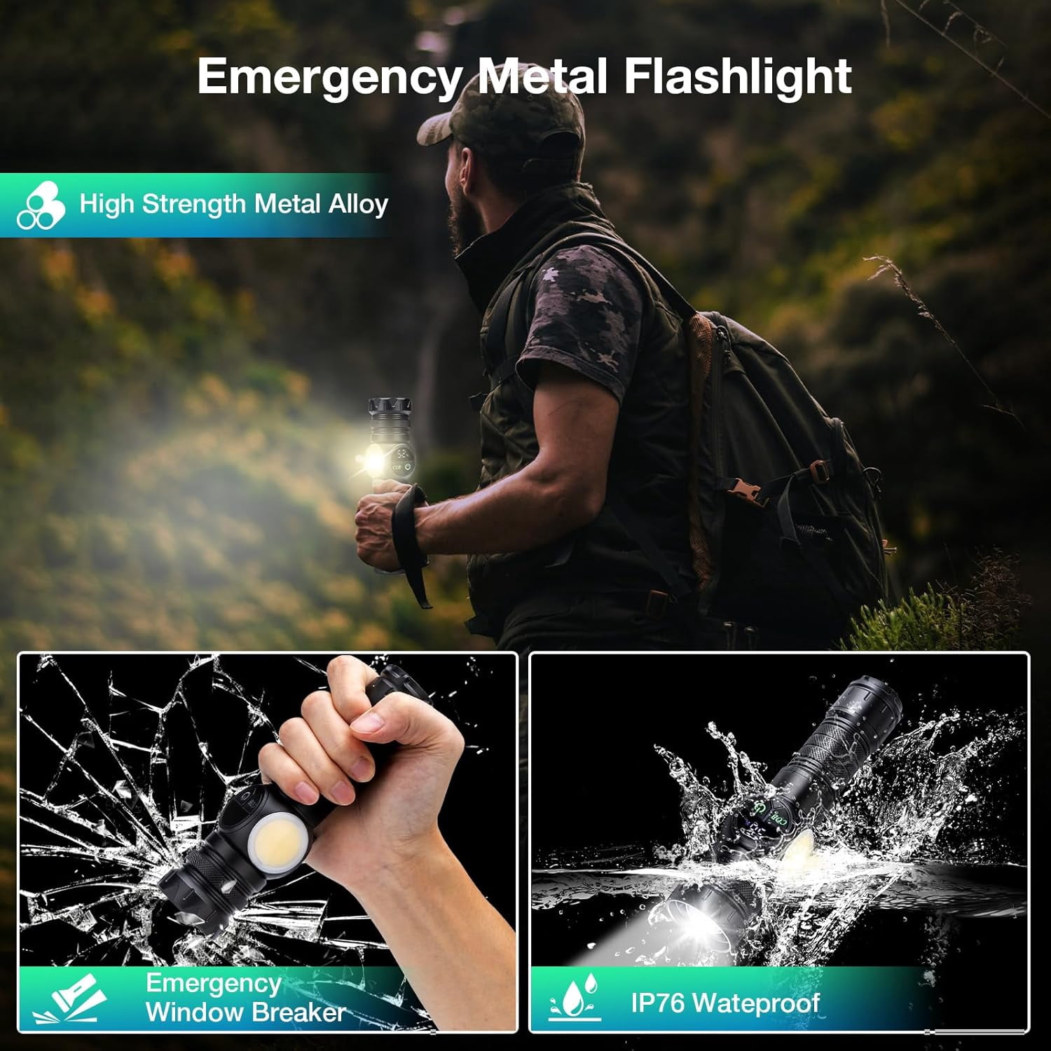 Flashlights High Lumens Rechargeable Magnetic, 1,200,000 Super Bright LED Battery Powered Handheld Tactical Flash Light with USB C, COB Side Light, 9 Modes, Waterproof for Emergency, Camping