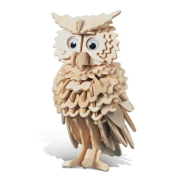 Puzzled 3D Owl Wooden Puzzle Construction Kit - DIY Activity Owl BIrd 3D Puzzle Model for Kids and Adults, Fun, Educational Wood Puzzles to Build and Paint, Unique Desk Accessories - 146 Pieces/Pack
