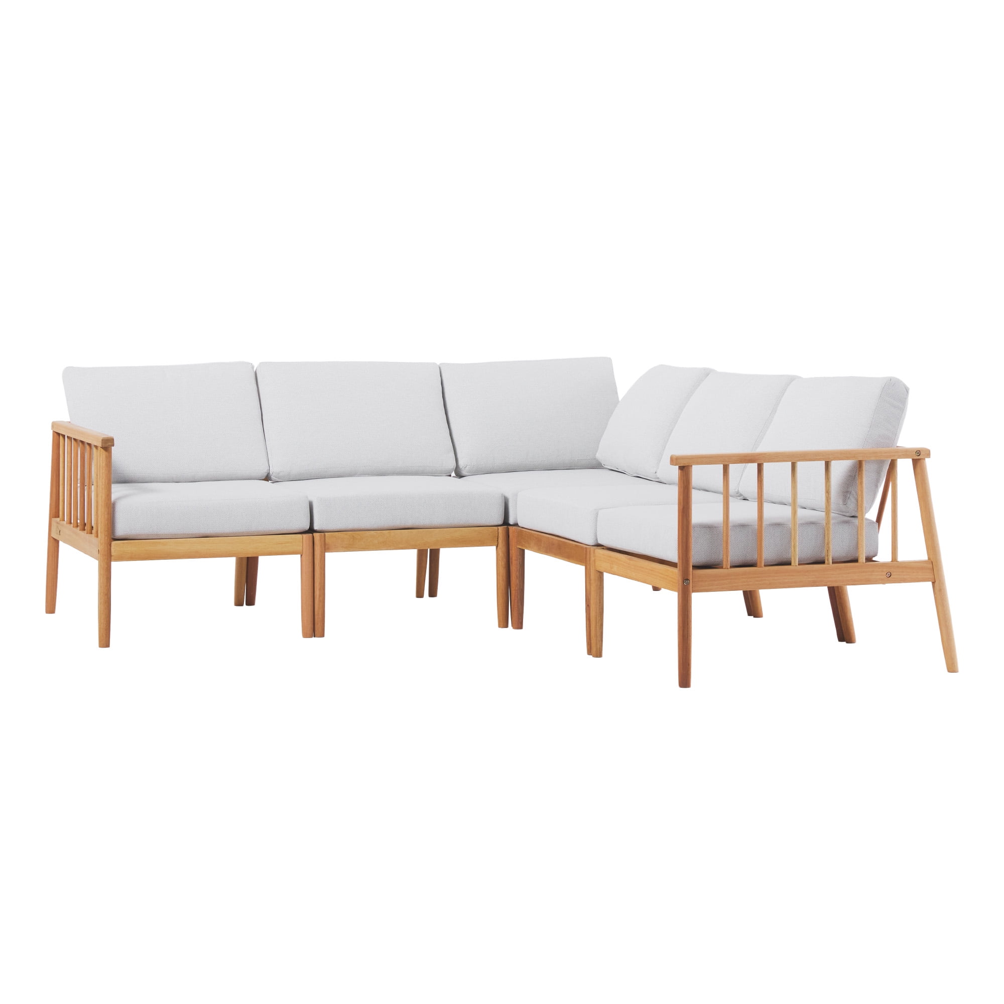 Walker Edison Modern 5-Piece Outdoor Modular Sectional Set, Natural