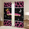 thumbnail image 2 of Castle Fairy Teens Queen Crown Black Out Curtains,Bling Butterflies Cheetah Print Curtains Pack of 2 (42x63 Each),Black Pink Bedroom Curtains,Breathable Home Decor, 2 of 6