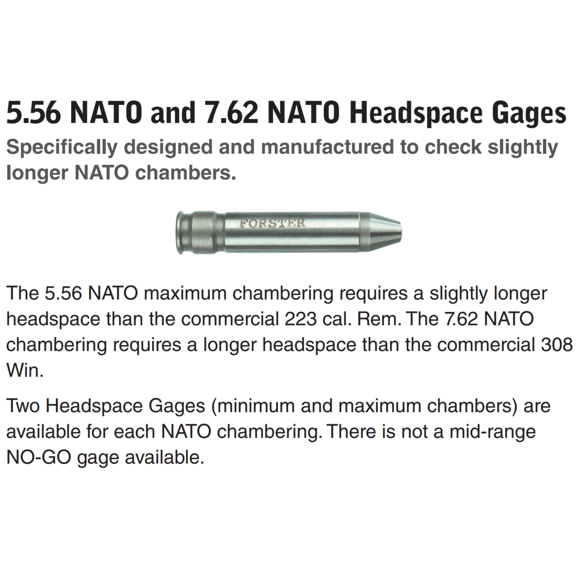Forster Products 5.56 NATO MAXIMUM Chamber Headspace Gauge for sale online 