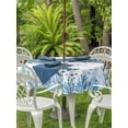 thumbnail image 3 of Outdoor Tablecloth with Umbrella Hole for Patio/Picnic/Party/Camping, Blue Coastal Crab Waterproof Table Cloth Round Cover Washable, Summer Ocean Coral Sea Fish Abstract (Dia 54"), 3 of 9
