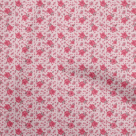 oneOone Cotton Cambric Pink Fabric Florals Dress Material Fabric Print Fabric By The Yard 56 Inch Wide