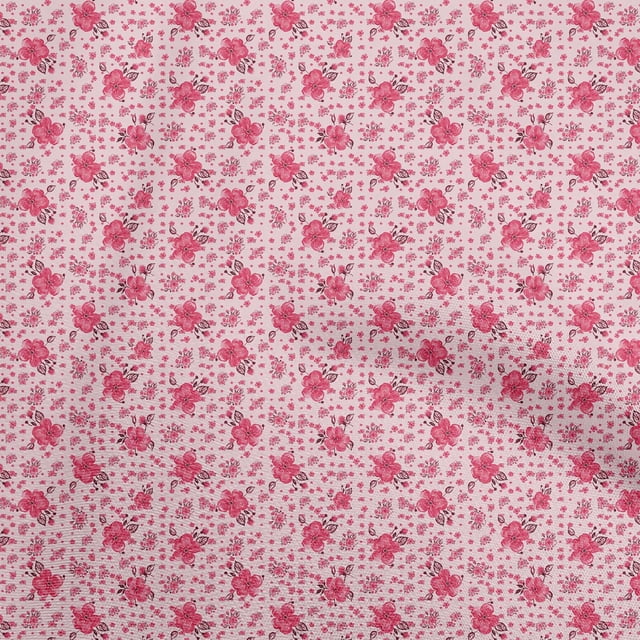 oneOone Polyester Spandex Pink Fabric Florals Craft Projects Decor Fabric Printed By The Yard 56 Inch Wide