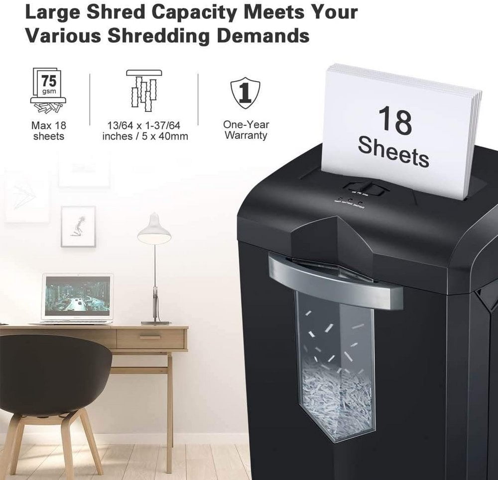 18-Sheet 60-Minutes Paper Shredder for Office Heavy Duty Cross-Cut 18-Sheet 60-Minutes Paper Shredder for Office Heavy Duty Cross-Cut