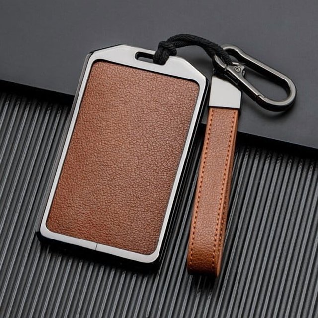 Car Key Fob Cover Case Protector Zinc Alloy Leather Car Remote Key Fob Case Cover Bag For Tesla Model Model Y/3