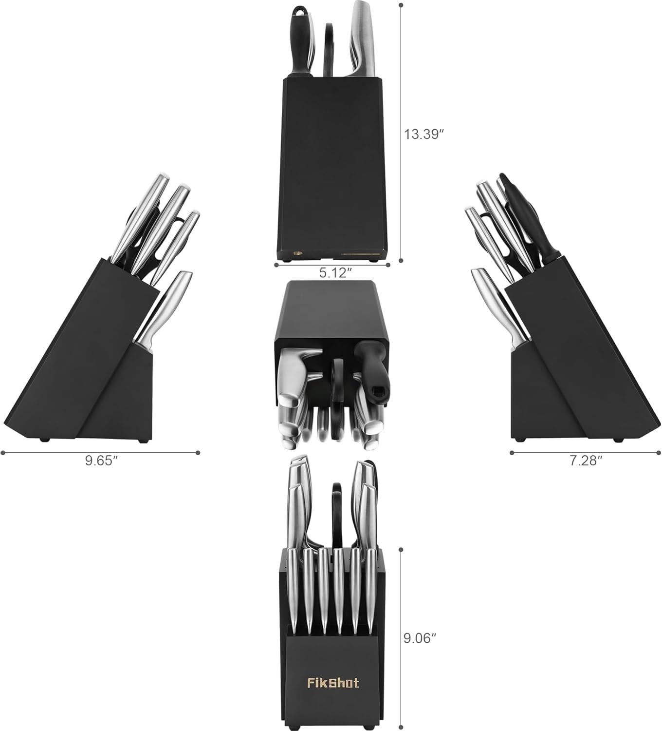 Kitchen Knife Set with Block and Sharpener, 14Pcs High Carbon Stainless Steel Professional Chef Knife Set, Rust-Resistant Knives with Ergonomic Handle for Cooking & Gifting