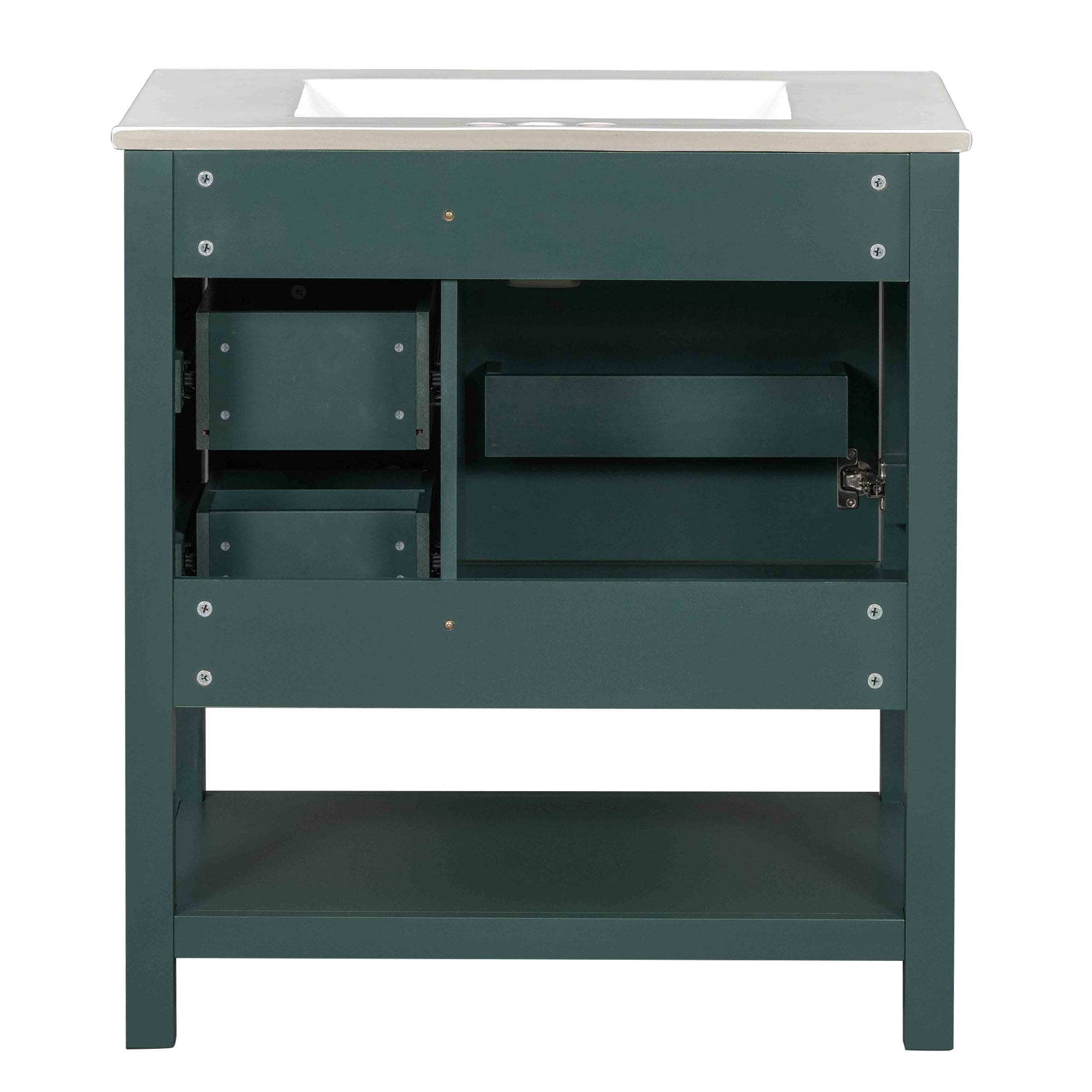 MAYEERTY 30" Modern Transitional Bathroom Vanity Cabinet Combo - With Ceramic Sink, Adaptable Design for Bathrooms