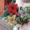 thumbnail image 4 of HAOSHICS 25 Pcs Poinsettias Artificial Christmas Flowers Decorations,Glitter Poinsettia Flowers for Wedding Home Christmas Tree Ornaments with Clips(Red), 4 of 16